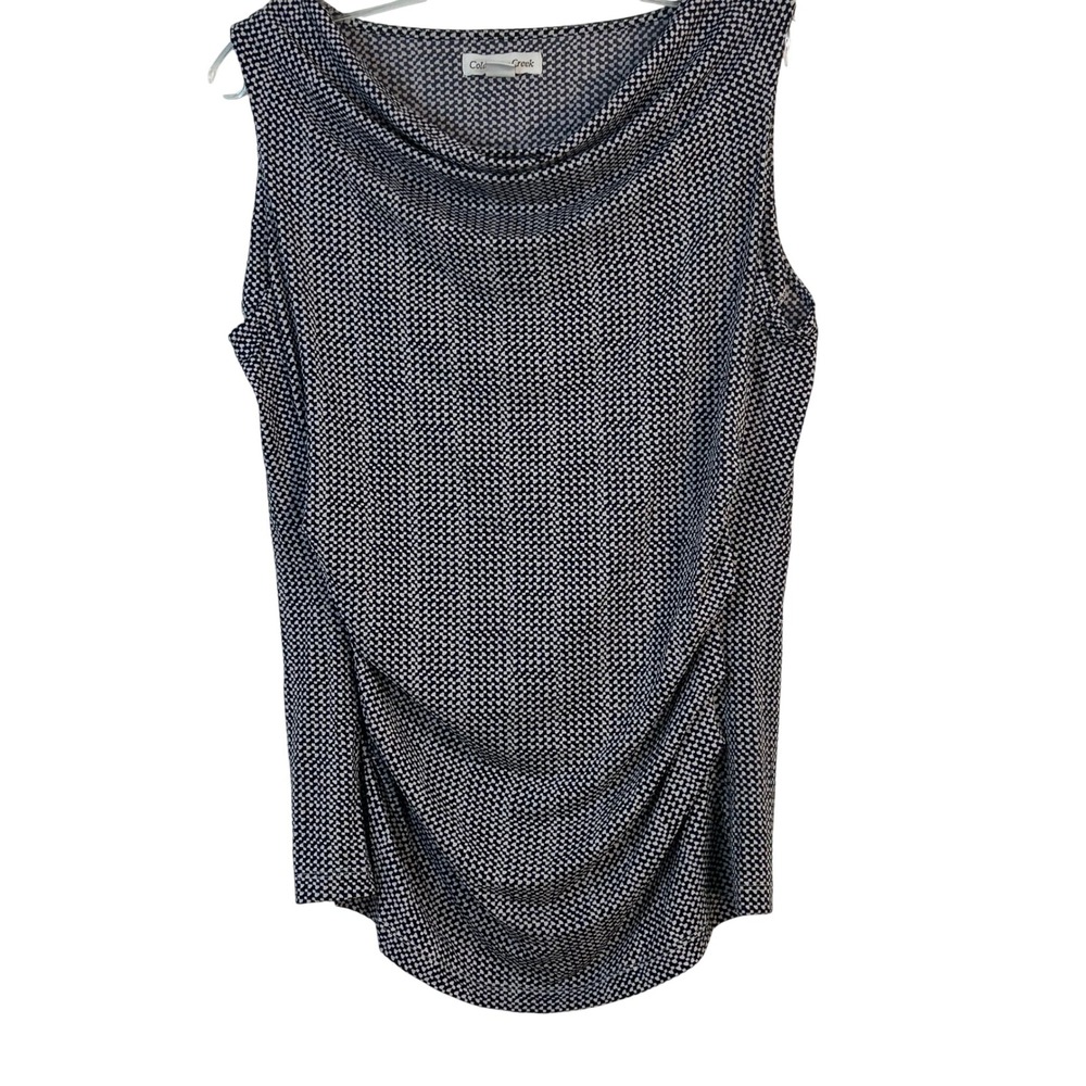 Coldwater Creek Black White‎ Geometric Cowl Neck Soft Draping Tank Top Large 14